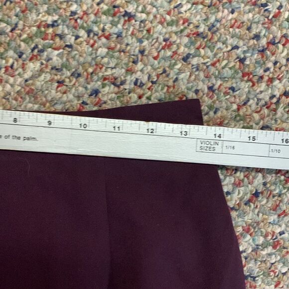 Plum Burgundy Wool Gabardine Lined Pencil Skirt Size 10P - Picture 12 of 14